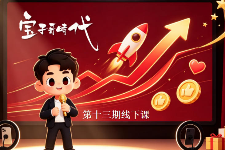 宝子哥抖音直播第13期VIP线下课9月5-6日，26年最值得看的直播课程，快速突破直播间流量瓶颈，打造高效起号闭环-创学资源站