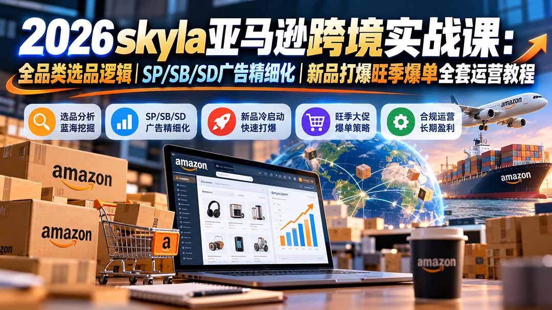 skyla亚马逊跨境实战课-更新1019：全品类选品逻辑｜SP/SB/SD广告精细化｜新品打爆旺季爆单全套运营教程-创学资源站