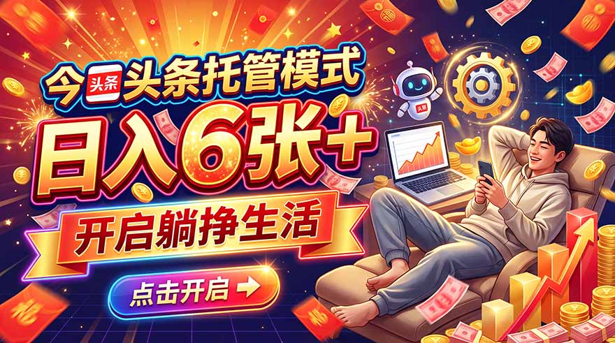 今日头条AI托管模式，每天5分钟，最高月入5000+，操作超简单，零门槛-创学资源站