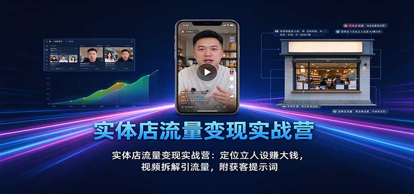 实体店流量变现实战营：定位立人设赚大钱，视频拆解引流量，附获客提示词-创学资源站