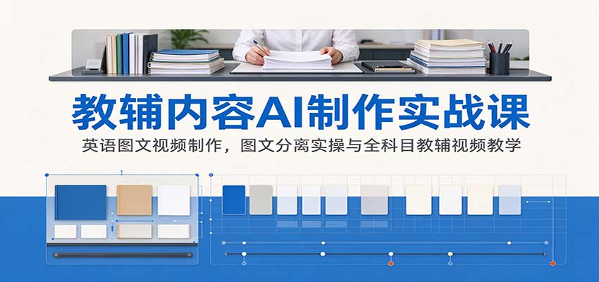 AI制作教辅内容实战课：英语图文视频制作，图文分离实操与全科目教辅视频教学-创学资源站