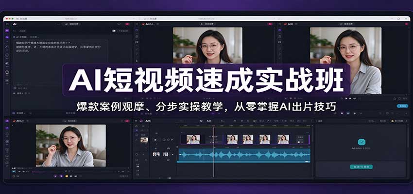 AI短视频速成实战班：爆款案例观摩、分步实操教学，从零掌握AI出片技巧-创学资源站
