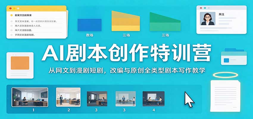 AI剧本创作特训营：从网文到漫剧短剧，改编与原创全类型剧本写作教学-创学资源站