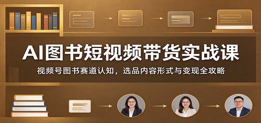 AI图书短视频带货实战课：视频号图书赛道认知，选品内容形式与变现全攻略-创学资源站