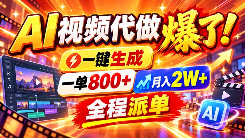 2026年底新赛道，AI视频代做一单800+，小白可做，告别打工-创学资源站
