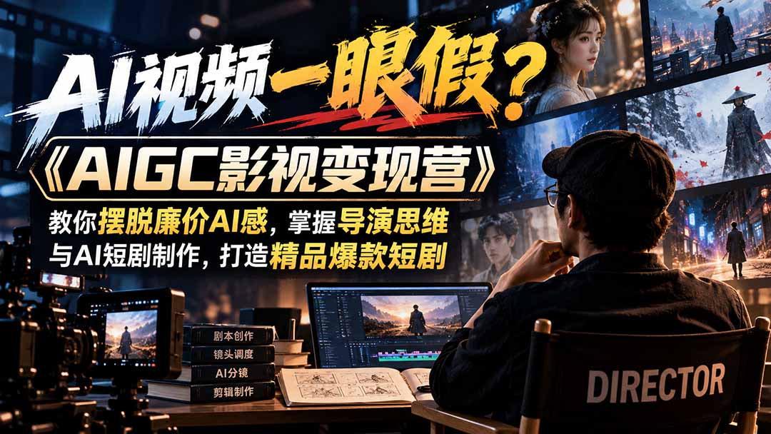 【无水印】AI视频一眼假？《AIGC影视变现营》教你摆脱廉价AI感，掌握导演思维与AI短剧制作，打造精品爆款短剧-创学资源站