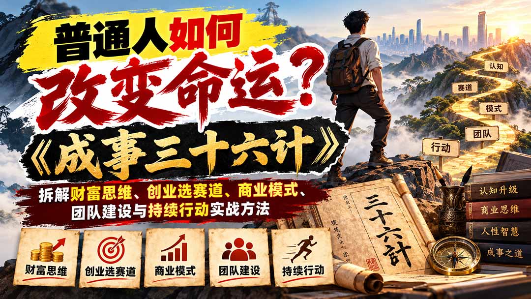 普通人如何改变命运？《成事三十六计》拆解财富思维、创业选赛道、商业模式、团队建设与持续行动实战方法-创学资源站