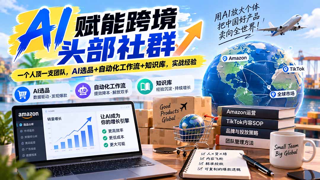 AI赋能跨境头部社群-更新1023：一个人顶一支团队，AI选品+自动化工作流+知识库，实战经验-创学资源站