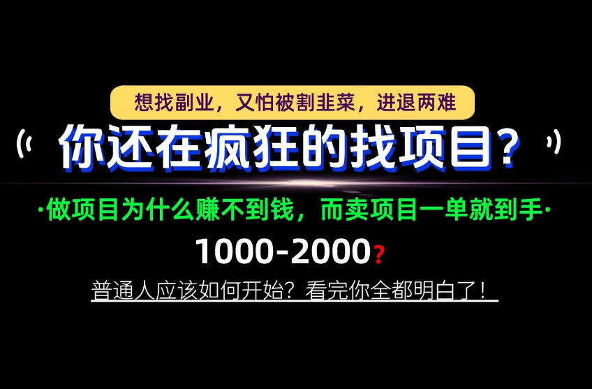 你还在疯狂的找项目？别傻了！卖项目才是真正的一本万利！怎么做，看完你全都明白！【揭秘】-创学资源站