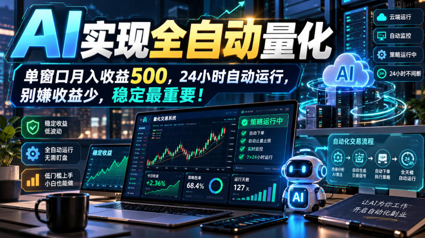 AI全自动量化项目，长期稳定可落地，0门槛躺赚稳定项目！-创学资源站