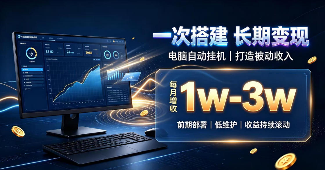 一份投入长期收益,电脑自动挂G类目,搭建被动收入每月增收1w-3w【揭秘】-创学资源站