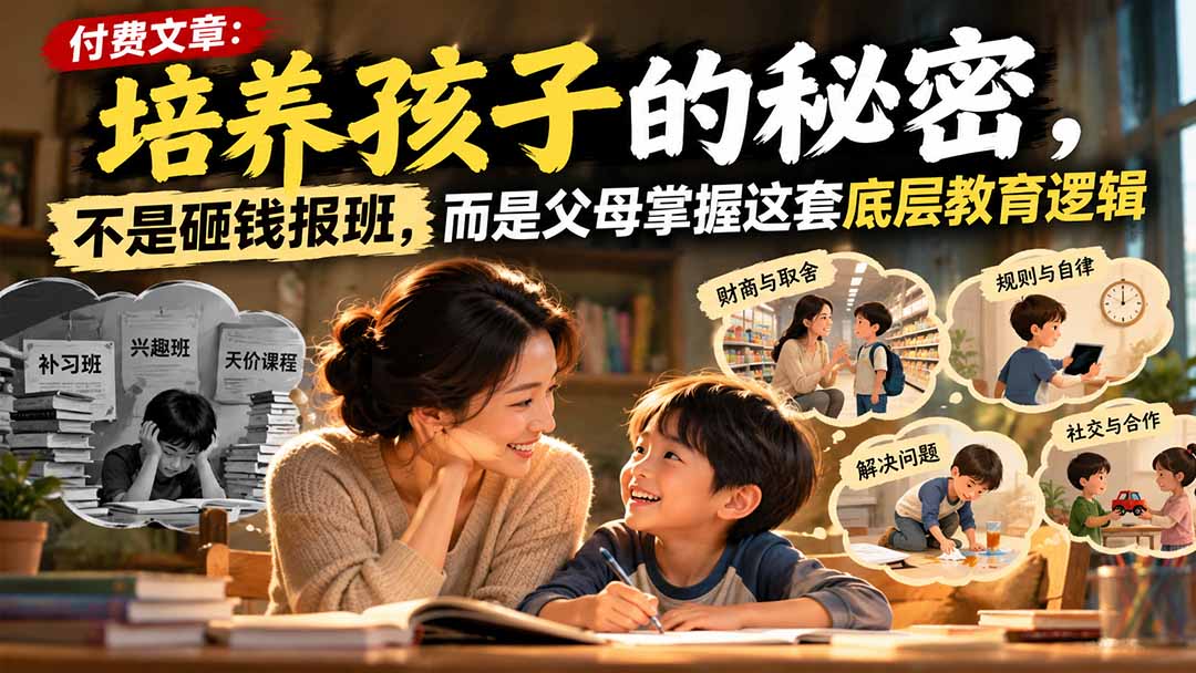 付费文章：培养孩子的秘密，不是砸钱报班，而是父母掌握这套底层教育逻辑-创学资源站