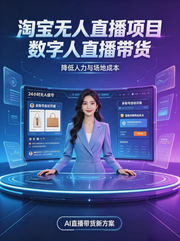 淘宝AI无人直播带货，24小时自动开播低门槛副业，无需真人长时间出镜，持续引流出单【揭秘】-创学资源站