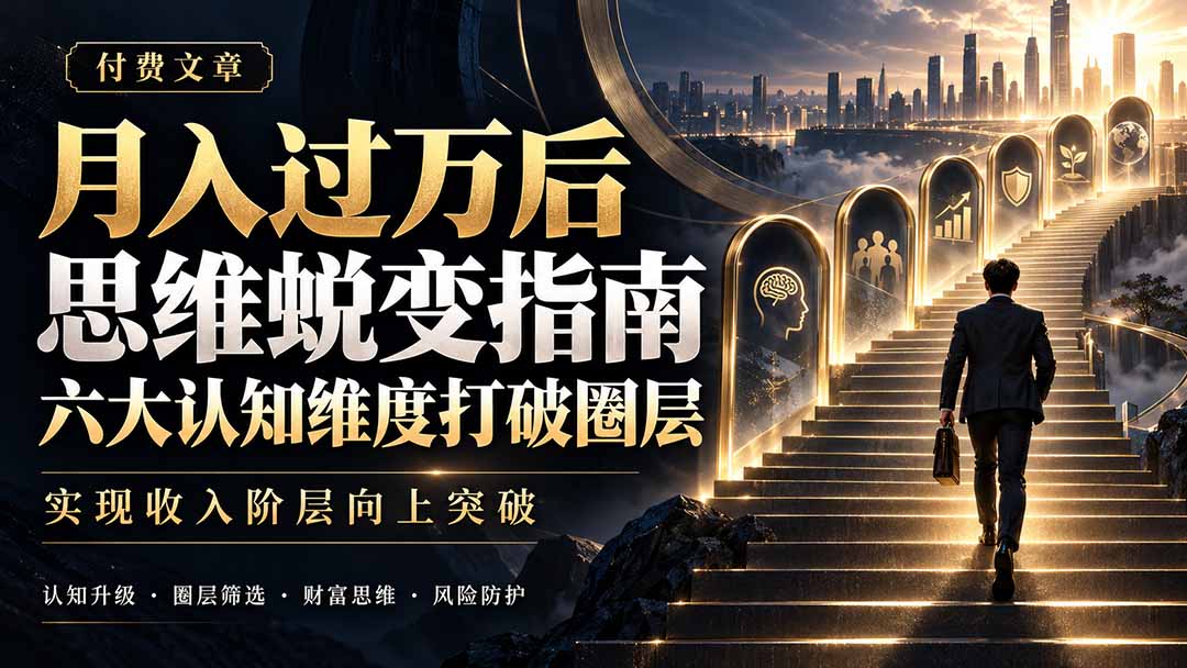 付费文章：月入过万后思维蜕变指南，六大认知维度打破圈层，实现收入阶层向上突破-创学资源站