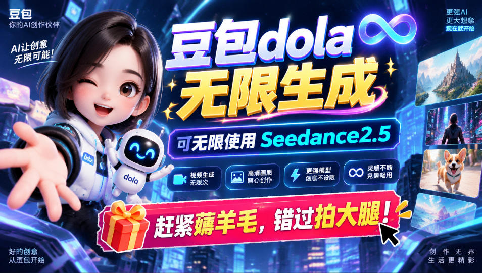 1029最新豆包dola无限生成技术，可以无限生成sseedance2.5，赶紧薅羊毛，和谐拍大腿-创学资源站