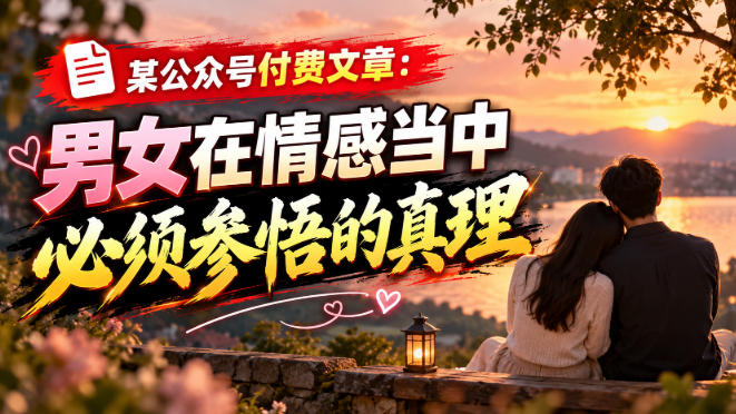 某公众号付费文章：男女在情感当中必须参悟的真理-创学资源站