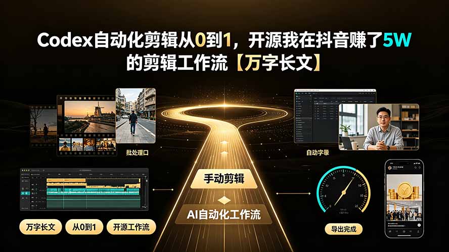 Codex自动化剪辑从0到1，开源我在抖音赚了5W 的剪辑工作流【万字长文】-创学资源站